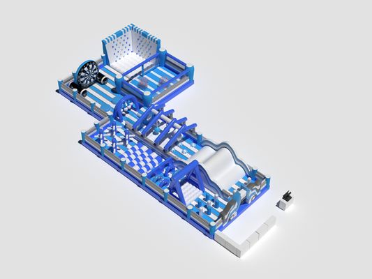 دوره PVC تجاری موانع بادکنک آبی و سفید سفارشی