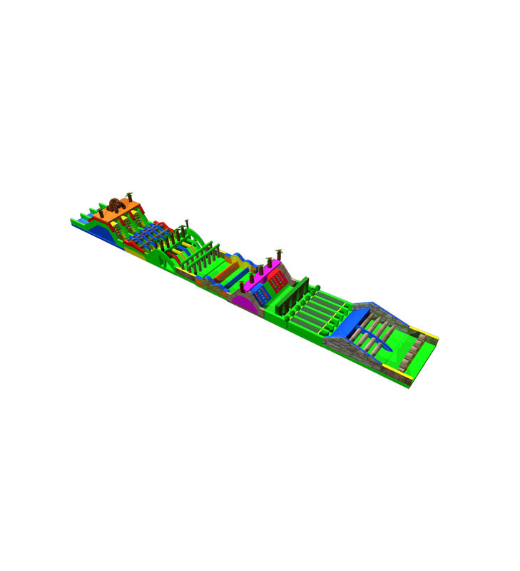 زمین بازی مسابقه موانع بادی چند رنگ پویا و پر جنب و جوش